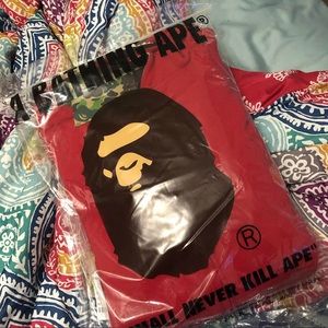 A bathing ape bape red varsity jacket